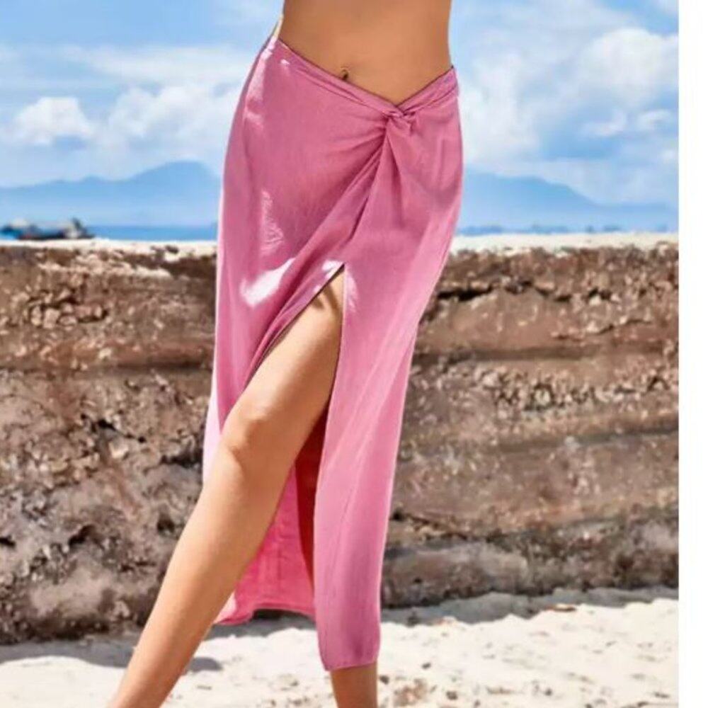 NWT Pink Carrie Zipper Twist Cover Up Skirt Size Small